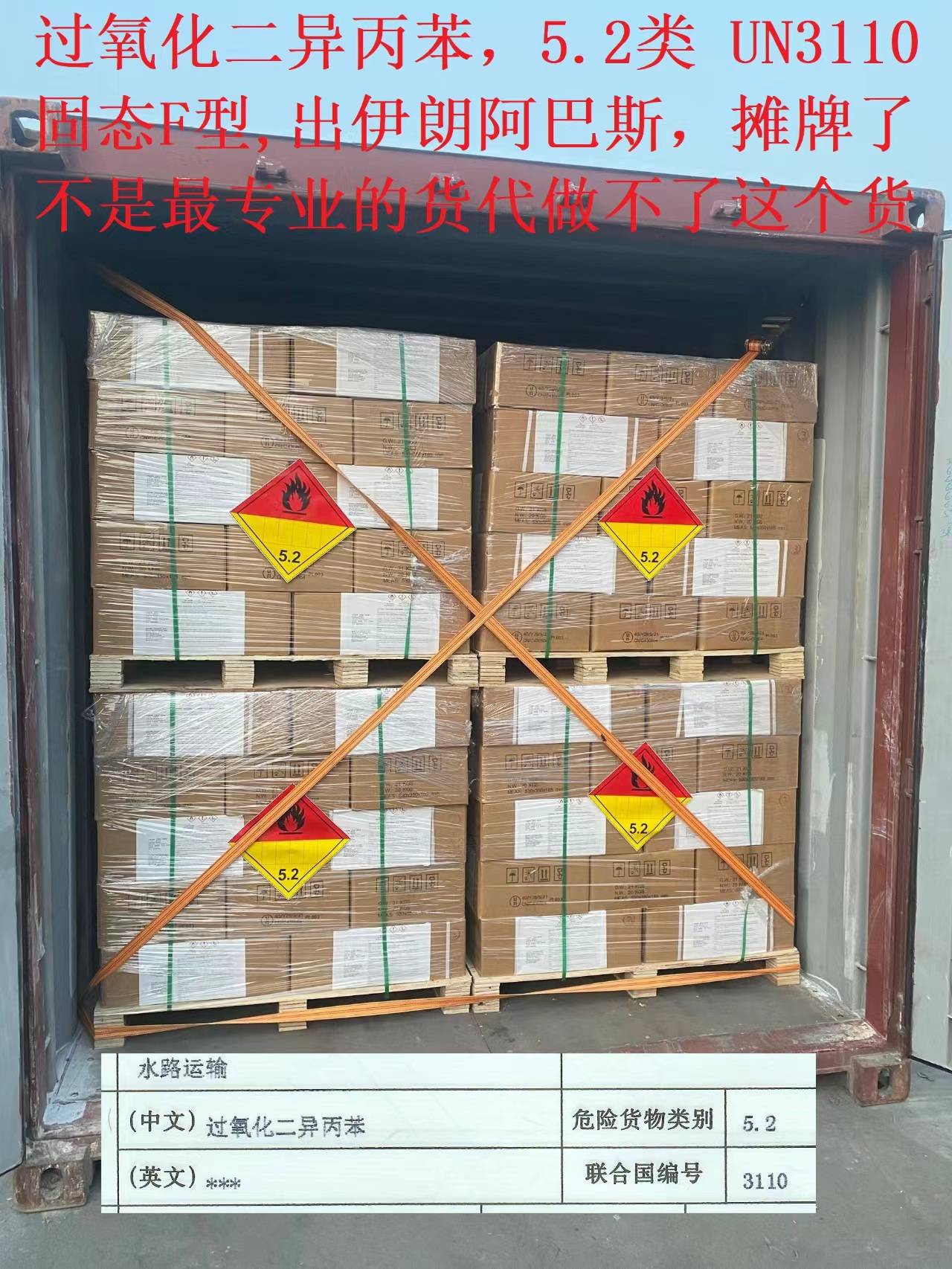 过氧化二异丙苯（DCP）5.2类UN3110出口详解